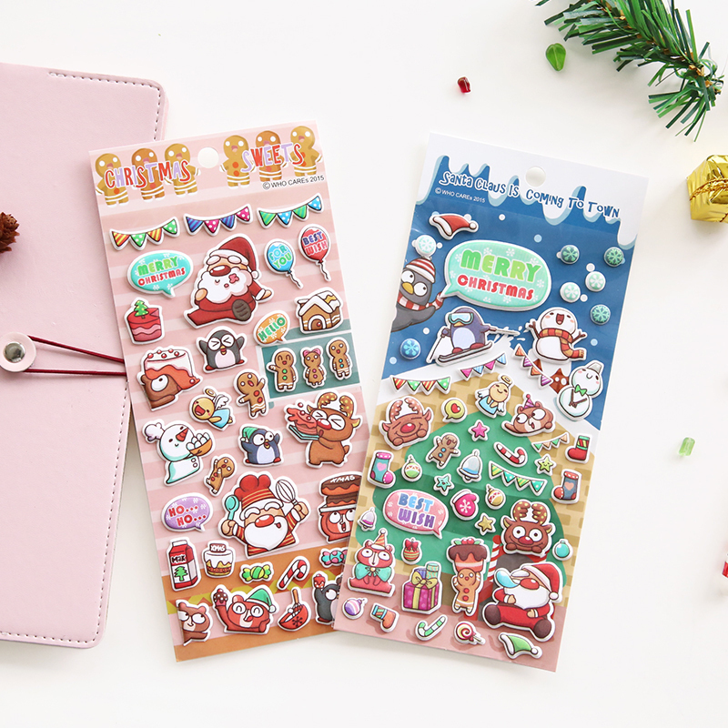 云木雜貨 Q版圣誕泡棉貼日本DIY卡通立體裝飾貼手機可愛貼紙